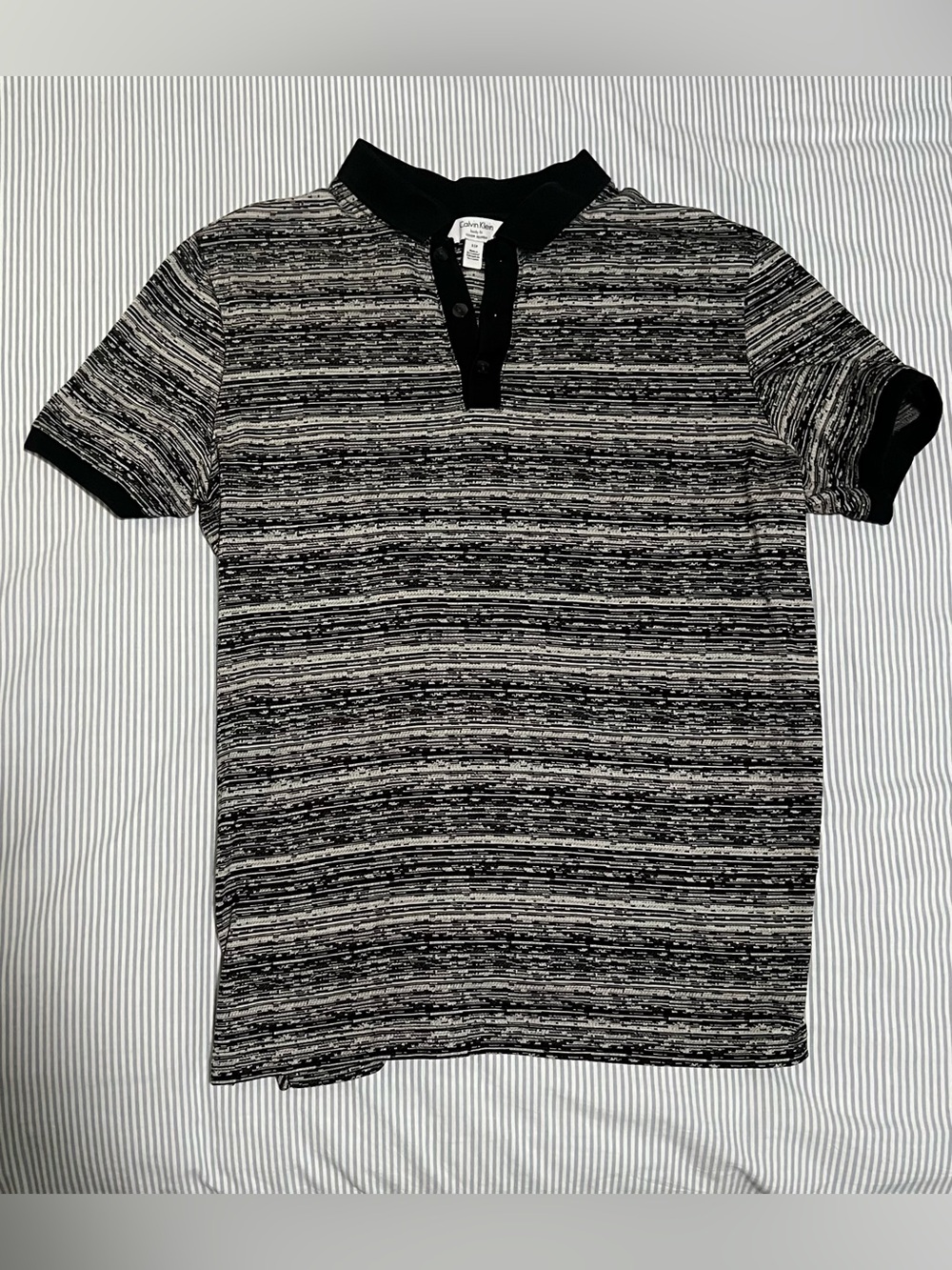 Calvin Klein Black & White Striped Polo